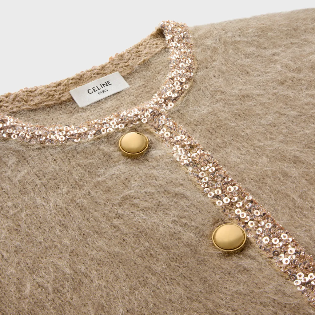 Embroidered Cardigan Jacket In Brushed Mohair
