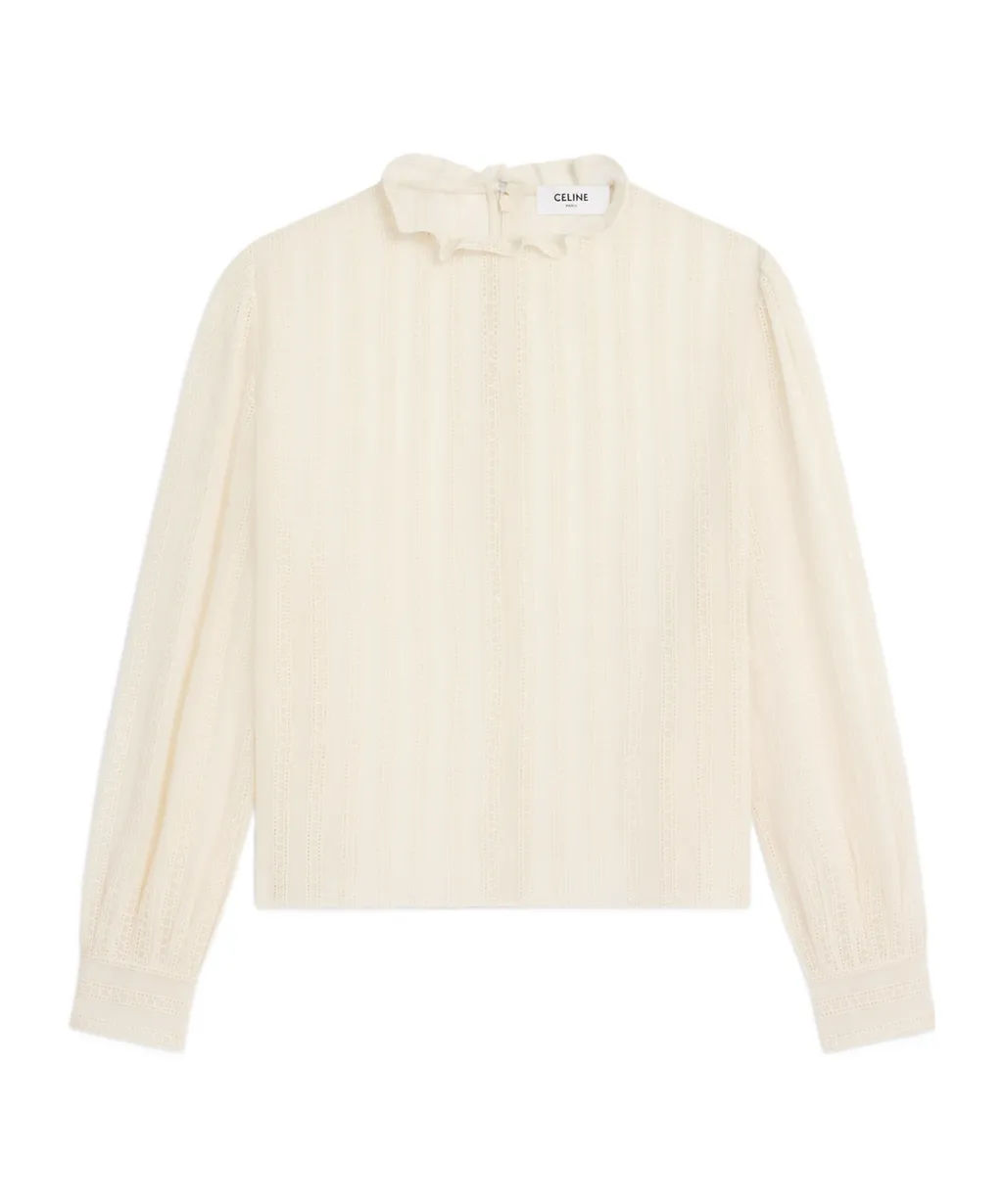 Cropped Blouse In Muslin, Cotton And Wool