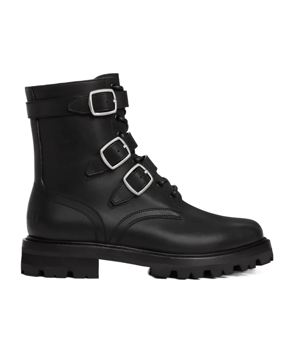 Maggie Buckle Zipped Boot In Shiny Bull