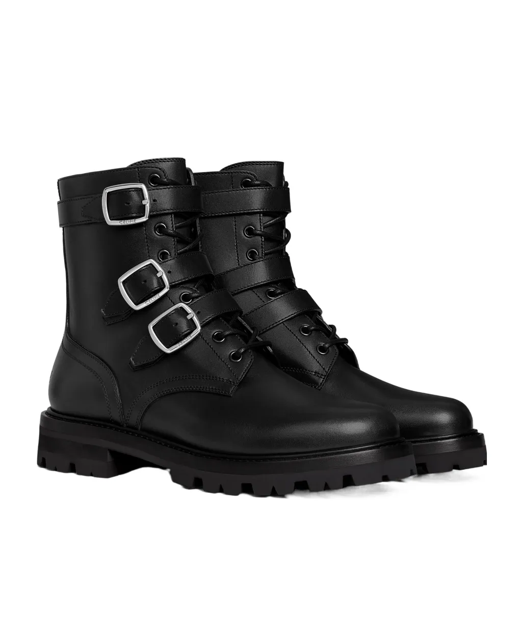 Maggie Buckle Zipped Boot In Shiny Bull