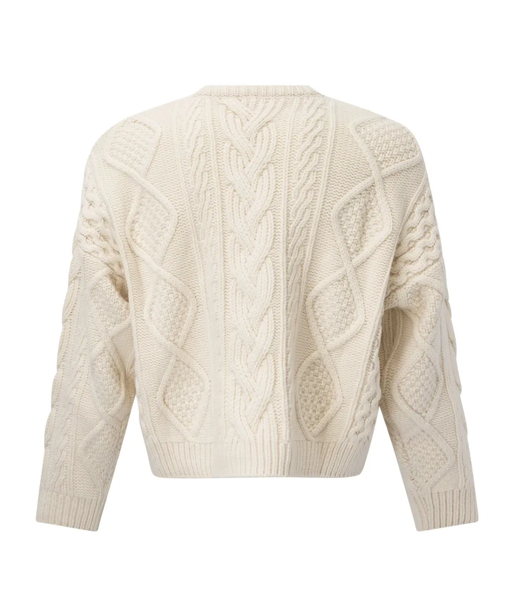 Oversized Crew Neck Sweater In Cashmere Aran
