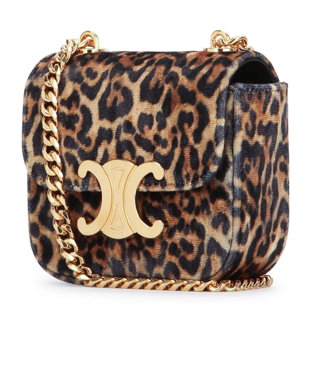 Mini Chain Claude In Textile With Leopard Print