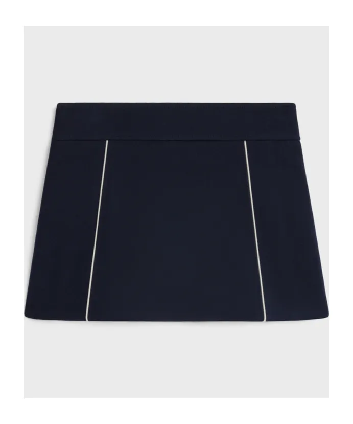 Trapeze Mini Skirt In Gauffered Double Wool