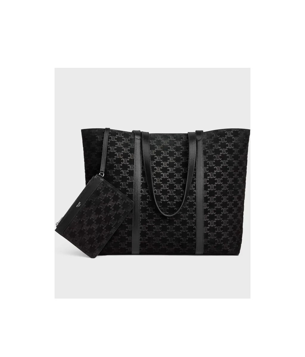 Horizontal Museum Bag In Suede Calfskin With Triomphe Embossed