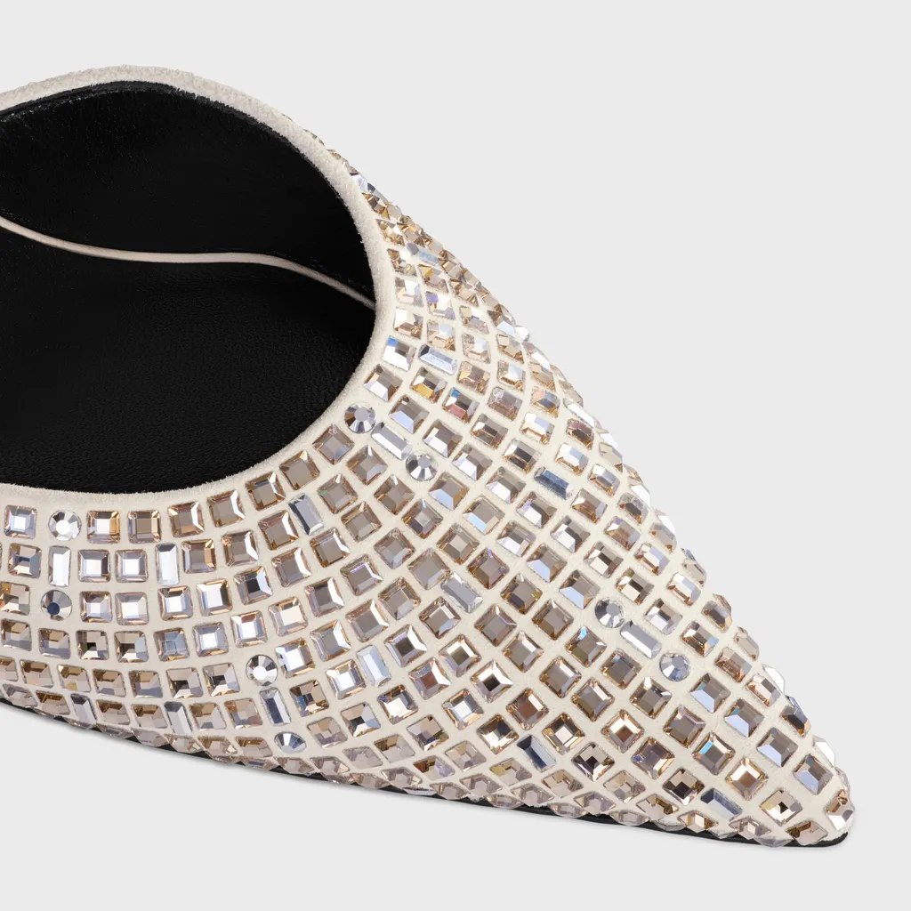 Kitten Strap Pump In Suede Goatskin With Strass & Lambskin