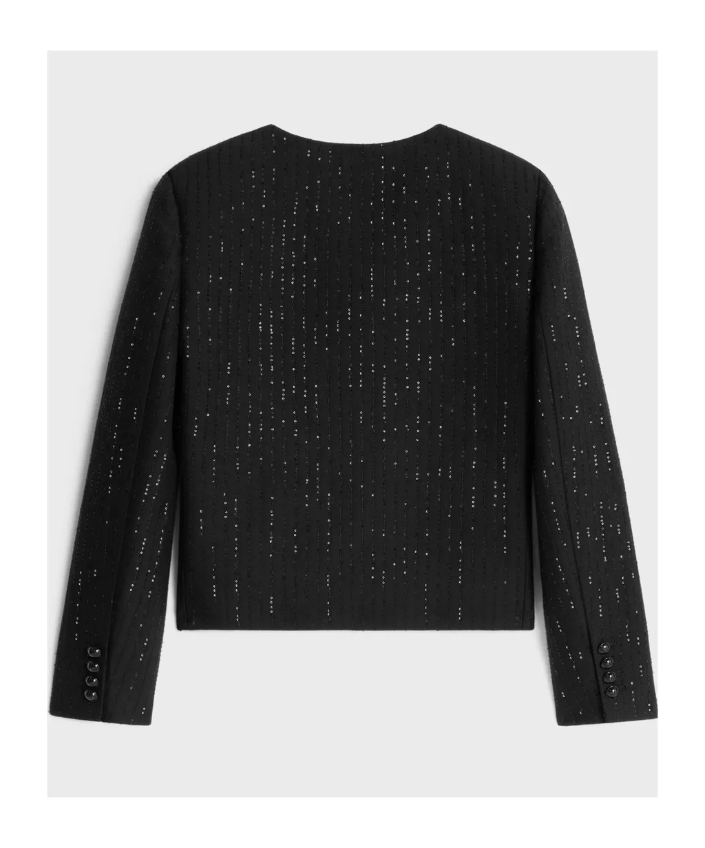 Chelsea Jacket With Sequins In Double Faced Wool