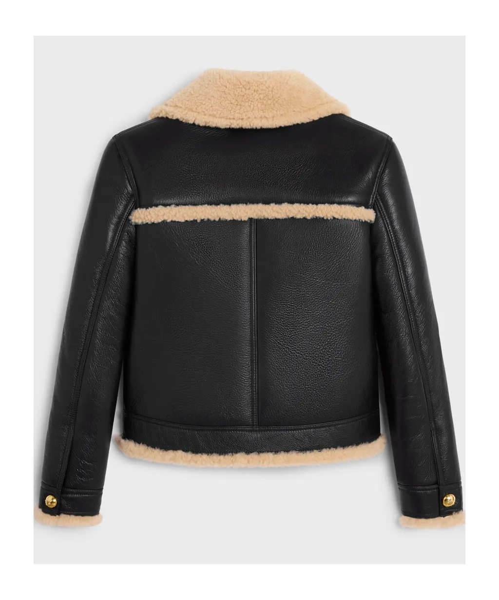 Straight-Cut Blouson Jacket In Curly Lambskin