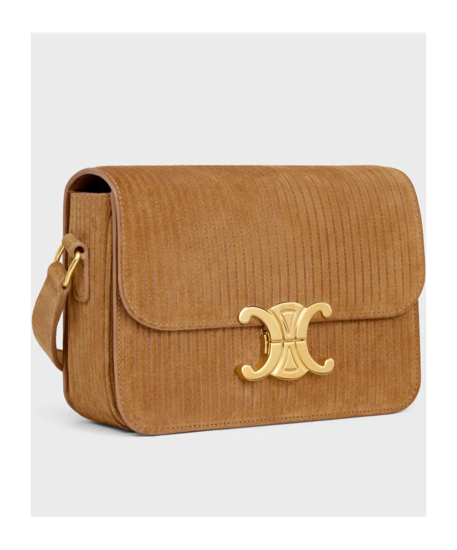 Teen Triomphe Bag In Striped Suede Calfskin