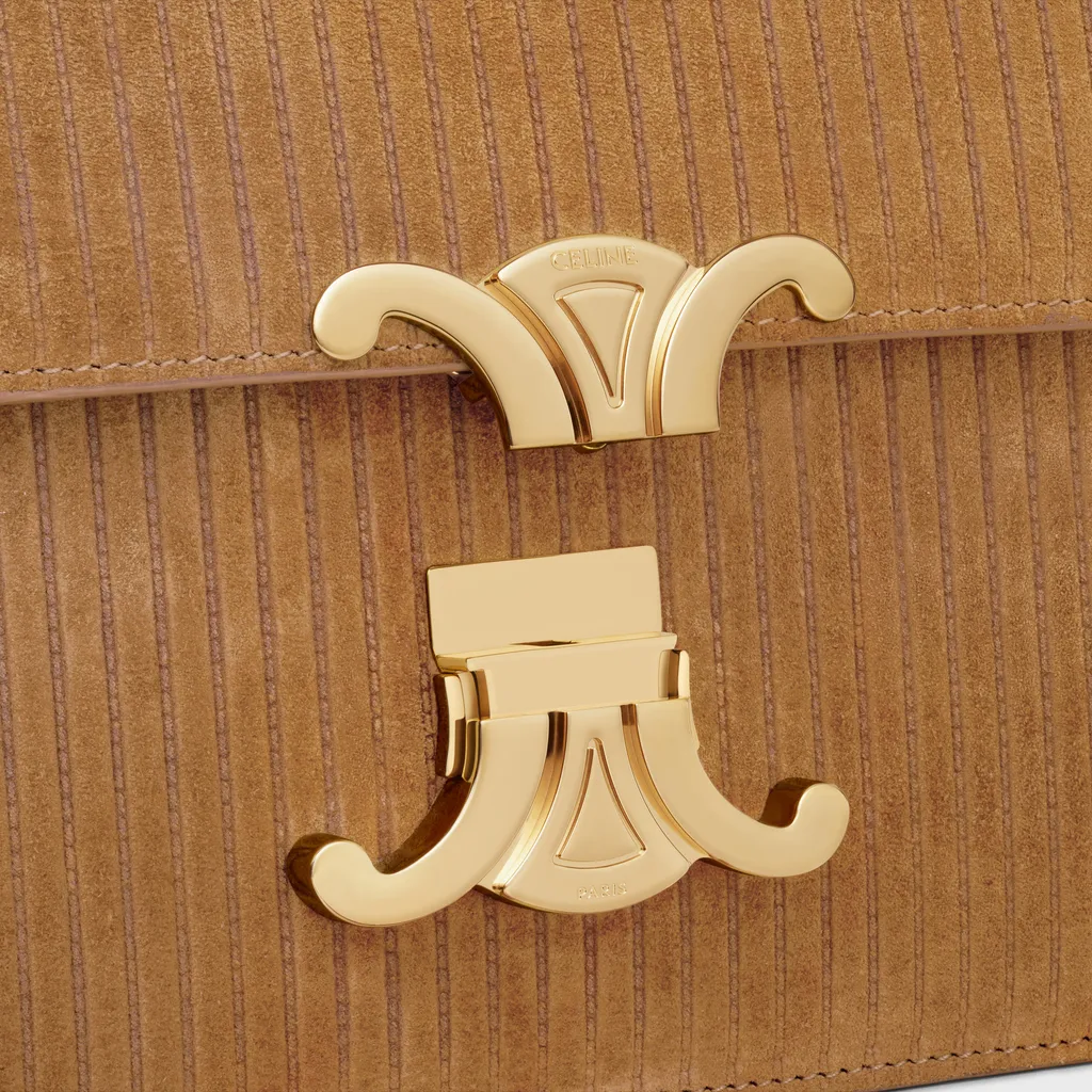 Teen Triomphe Bag In Striped Suede Calfskin
