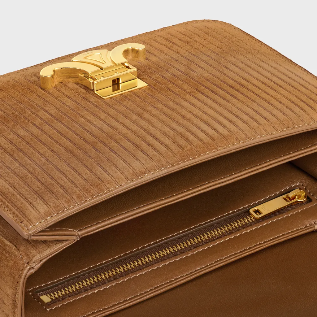 Teen Triomphe Bag In Striped Suede Calfskin