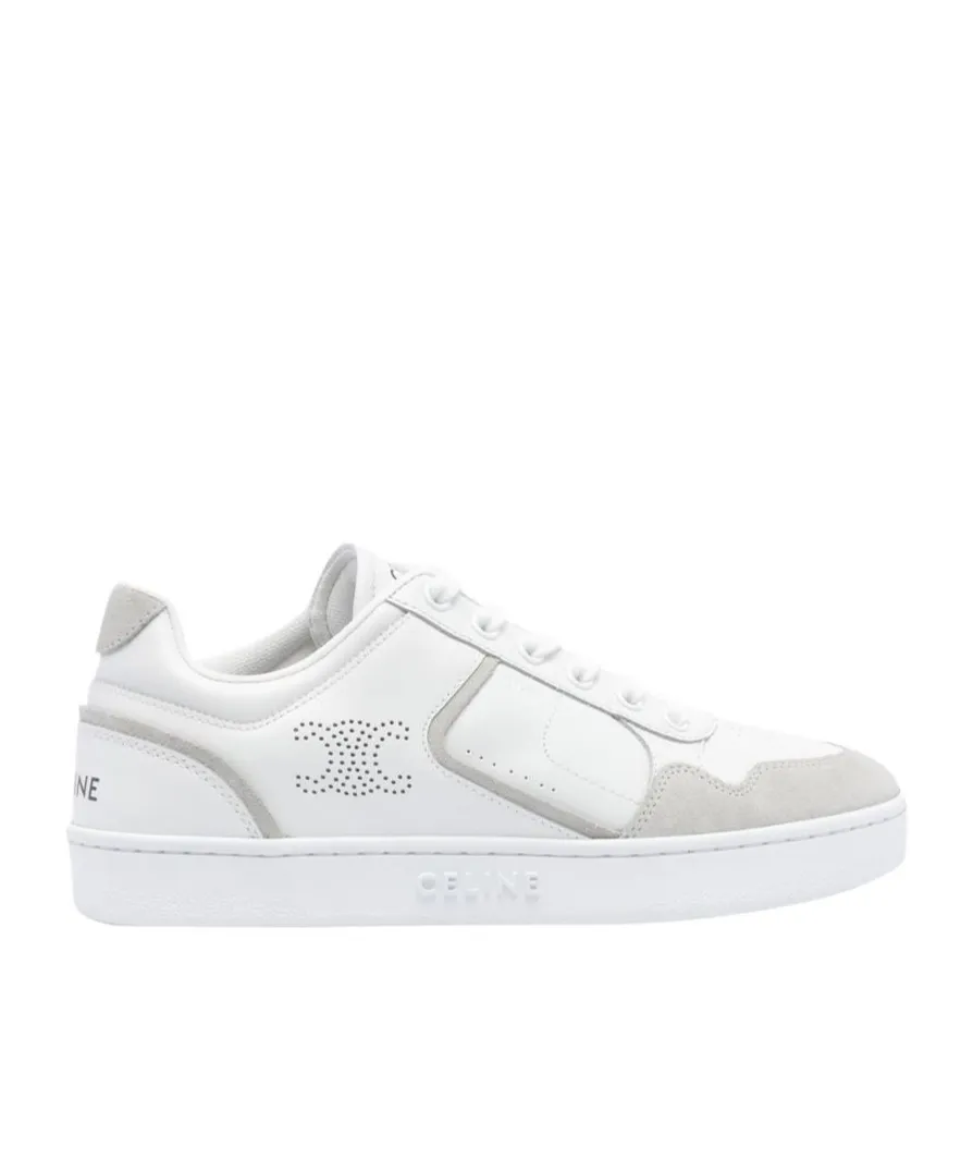Ct-10 Celine Trainer Low Lace-Up Sneaker In Calfskin And Suede Calfskin