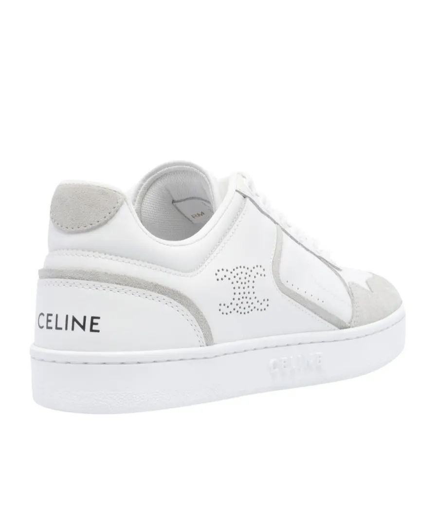 Ct-10 Celine Trainer Low Lace-Up Sneaker In Calfskin And Suede Calfskin