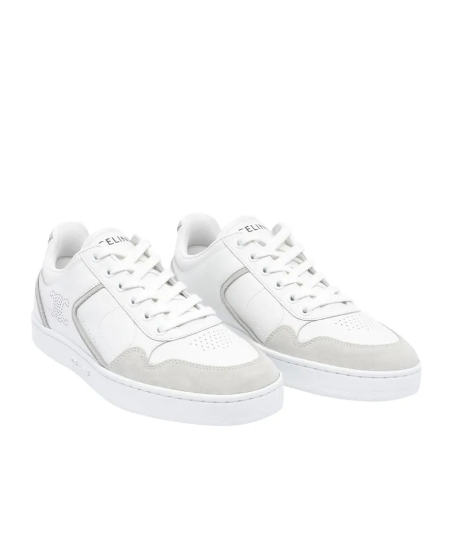 Ct-10 Celine Trainer Low Lace-Up Sneaker In Calfskin And Suede Calfskin