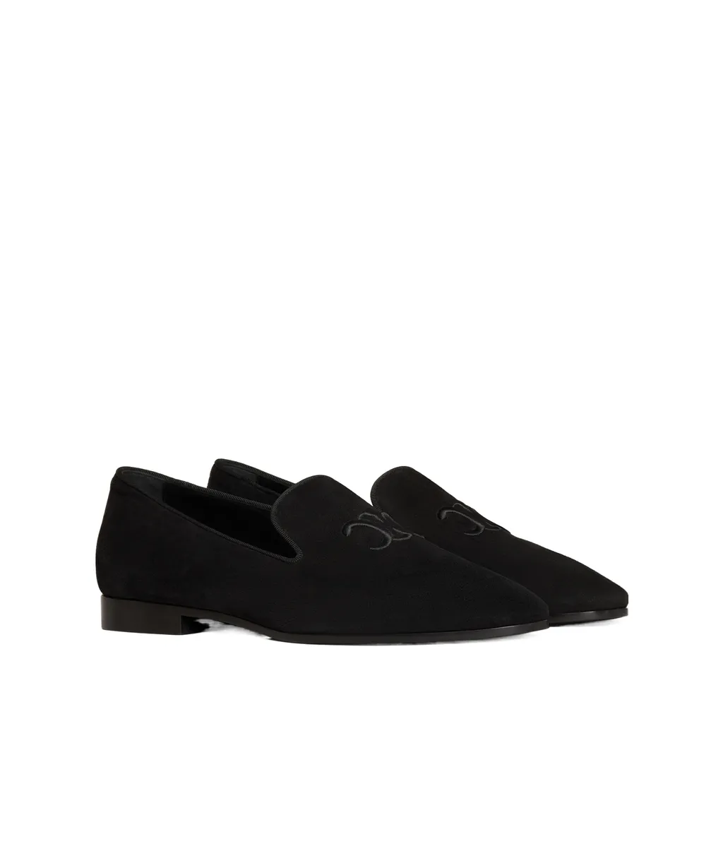 Triomphe Slippers In Suede Calfskin
