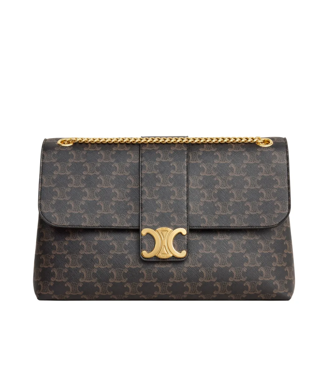 Large Celine Victoire Bag In Triomphe Canvas