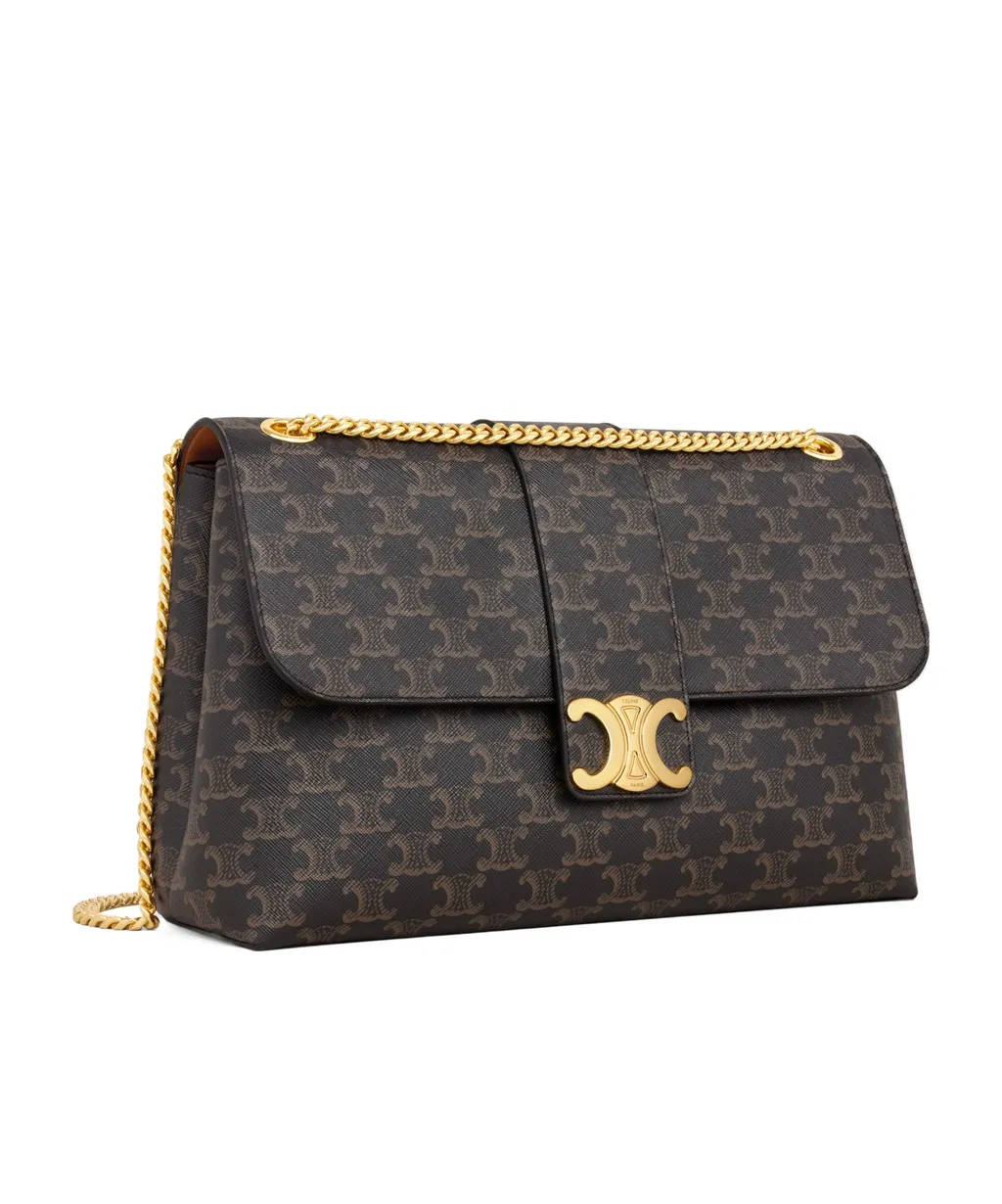 Large Celine Victoire Bag In Triomphe Canvas