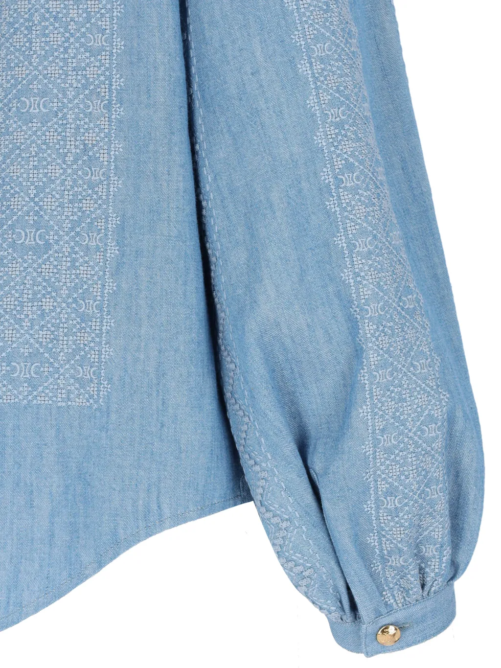 Embroidered Romy Blouse In Chambray Cotton