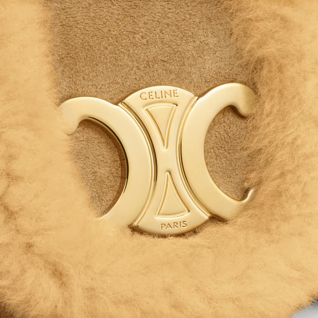 Teen Celine Victoire Bag In Suede Calfskin And Shearling