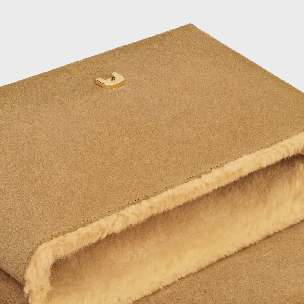 Large Celine Victoire Bag In Suede Calfskin And Shearling