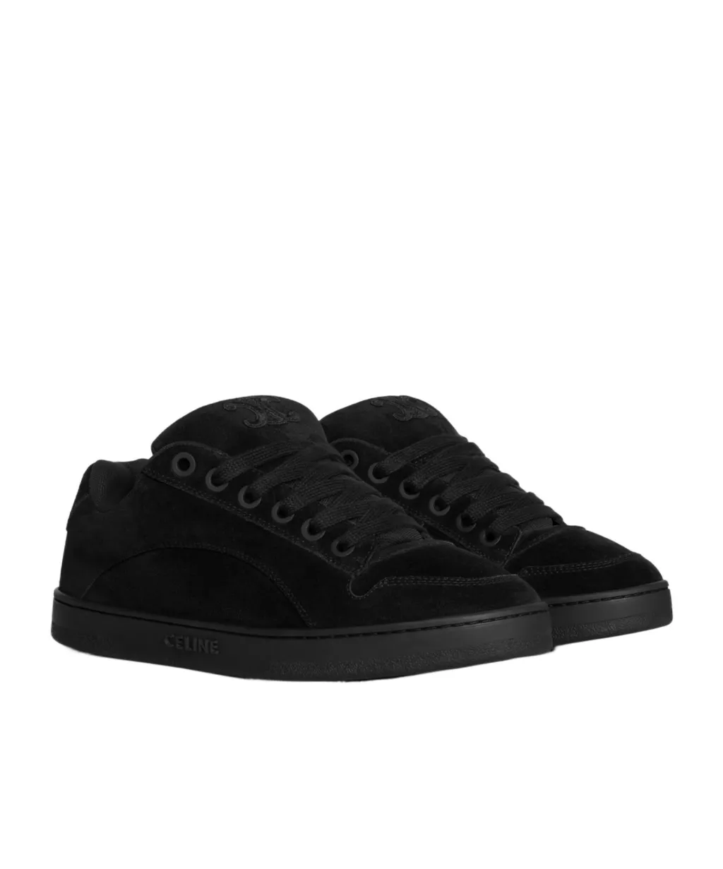 Huntington Low Lace-Up Sneaker In Suede Calfskin And Mesh