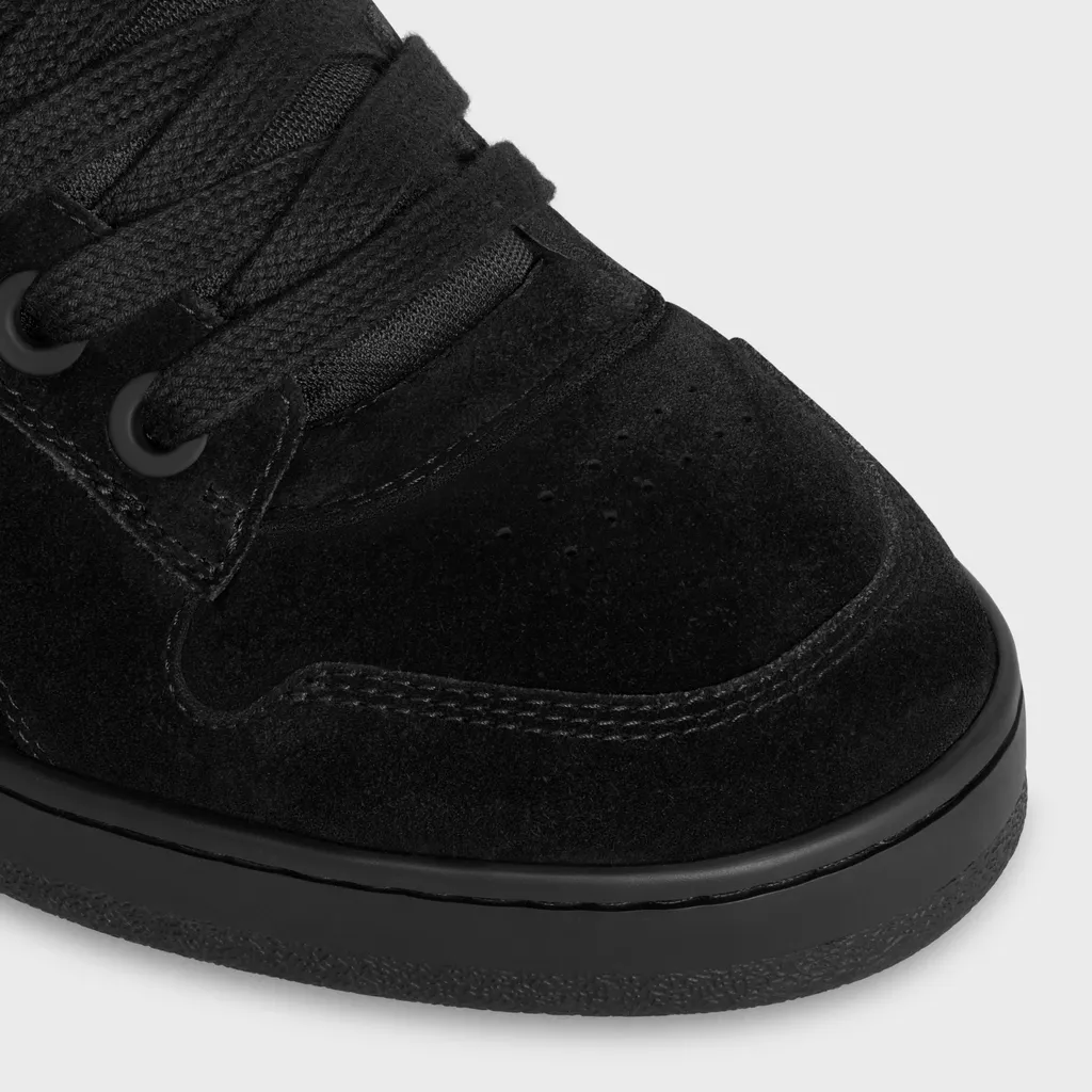Huntington Low Lace-Up Sneaker In Suede Calfskin And Mesh