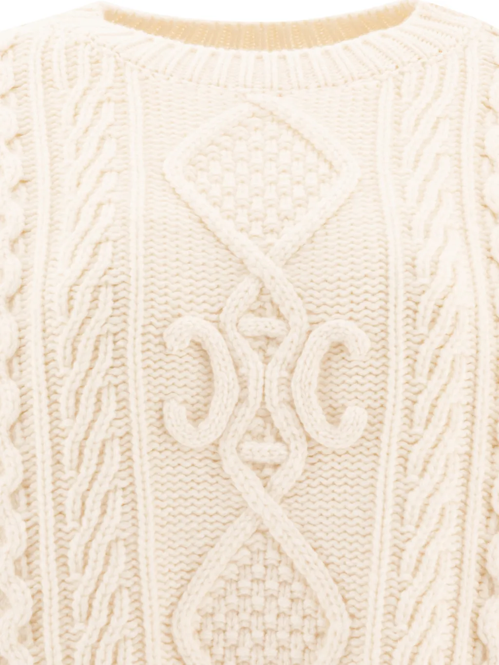 Crew Neck Sweater In Aran Cashmere And Wool