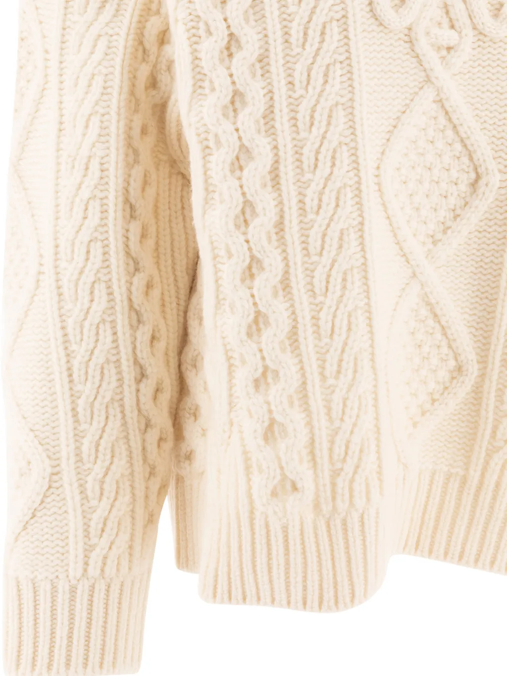 Crew Neck Sweater In Aran Cashmere And Wool