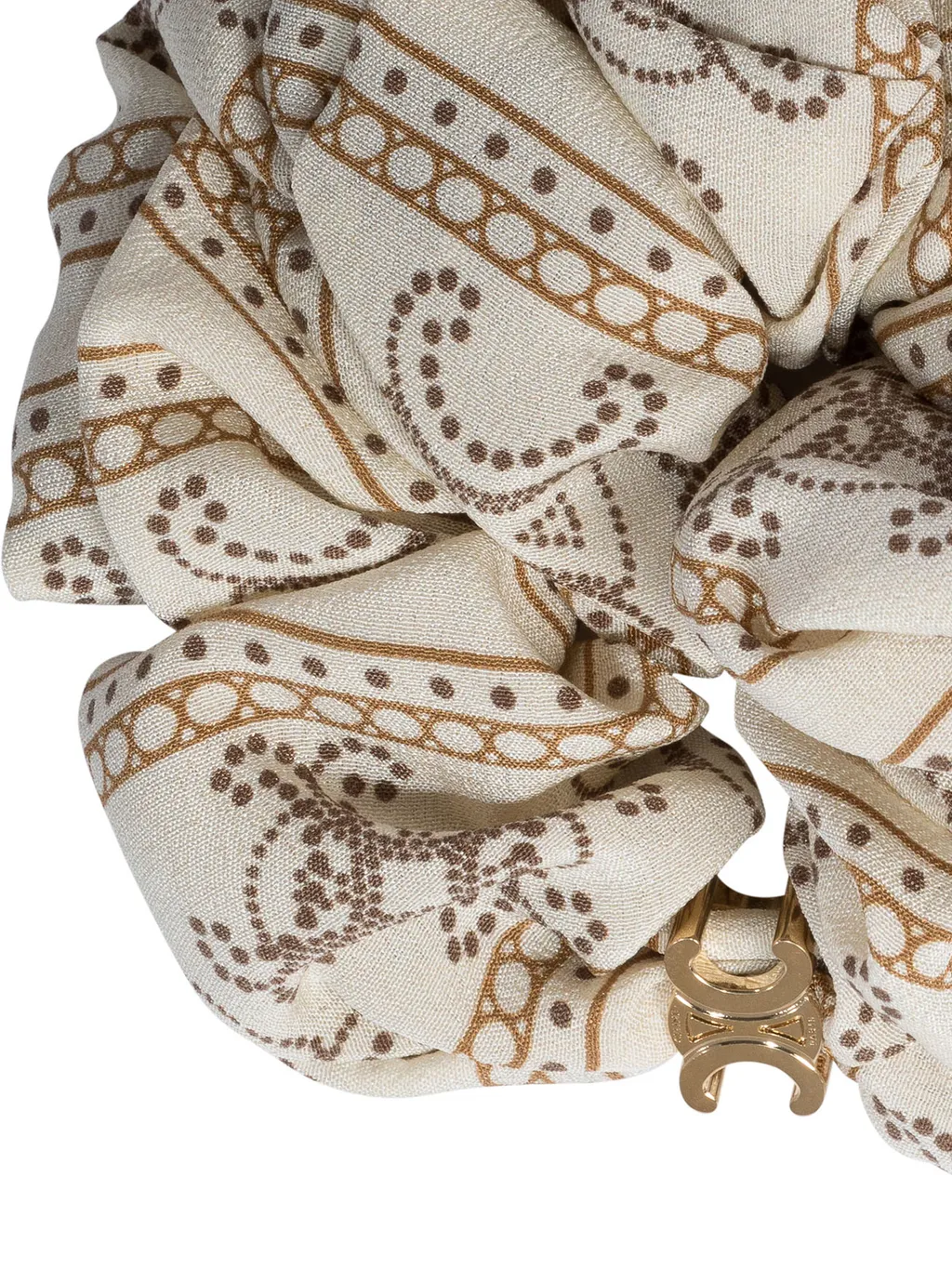 Scrunchy Blason In Silk And Brass With Gold Finish