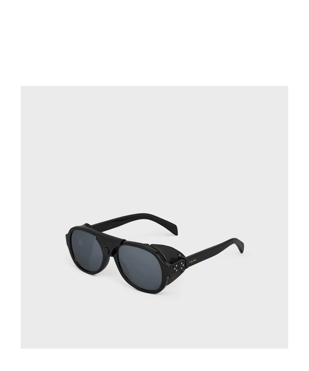 Black Frame 57 Sunglasses In Acetate With Leather
