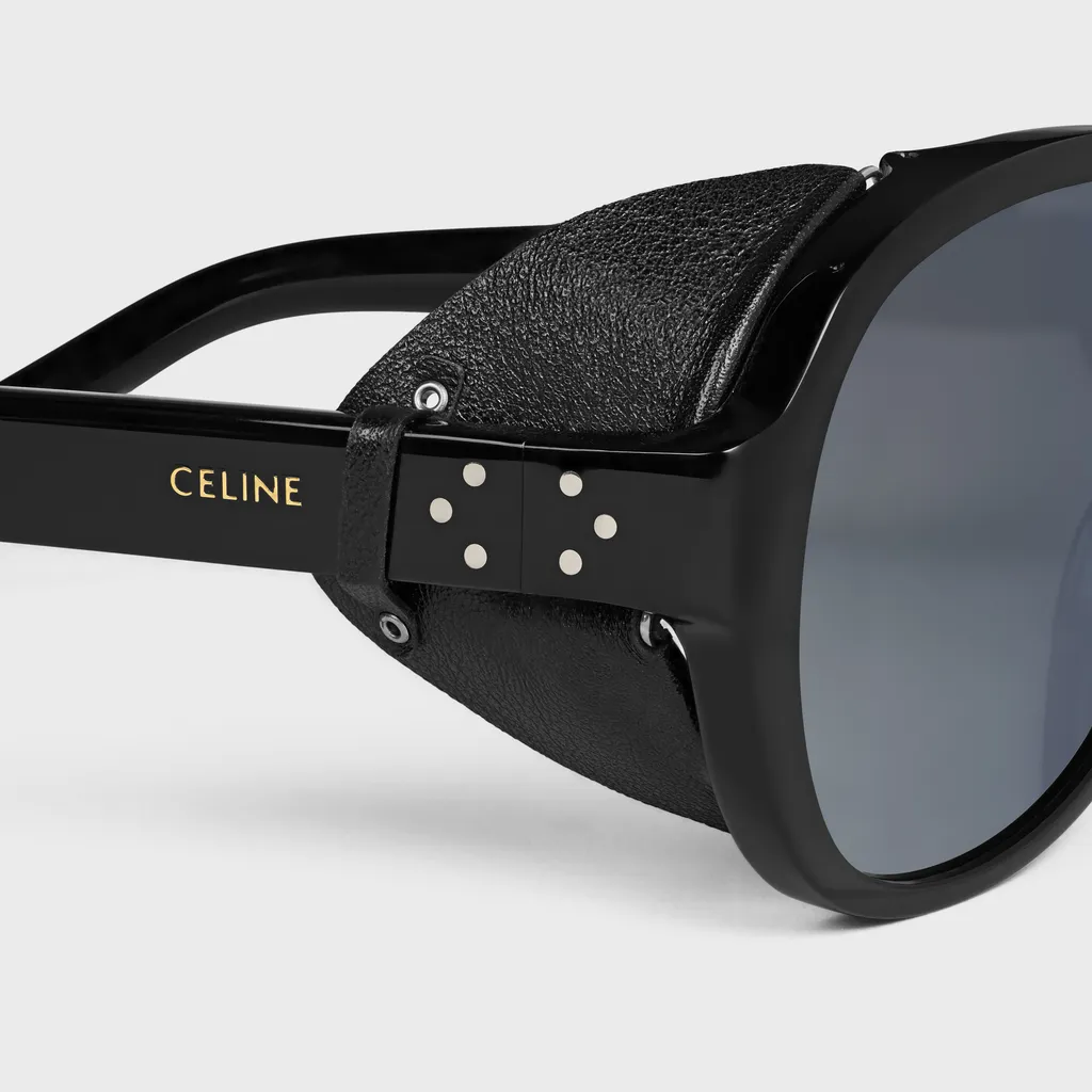 Black Frame 57 Sunglasses In Acetate With Leather