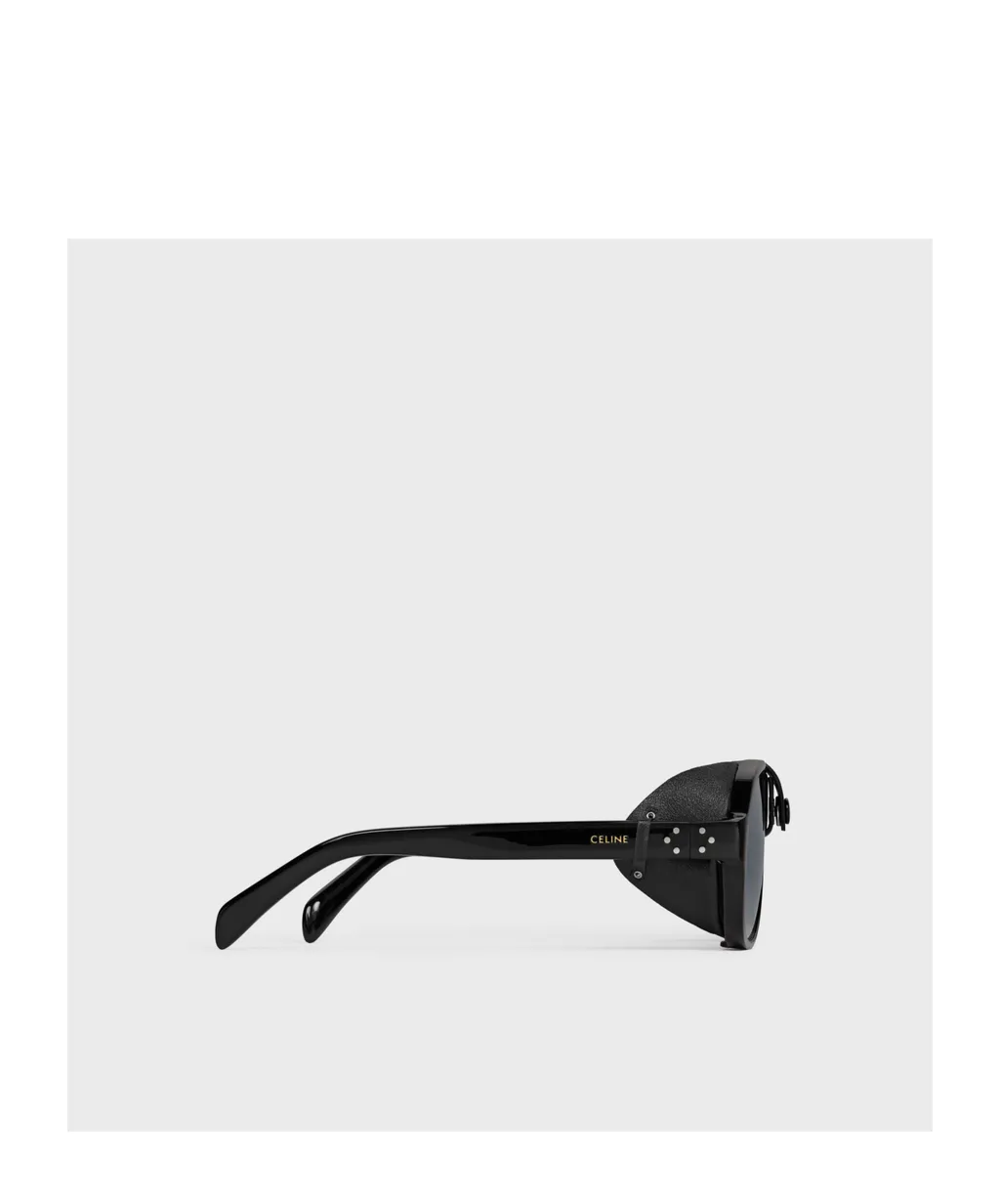 Black Frame 57 Sunglasses In Acetate With Leather