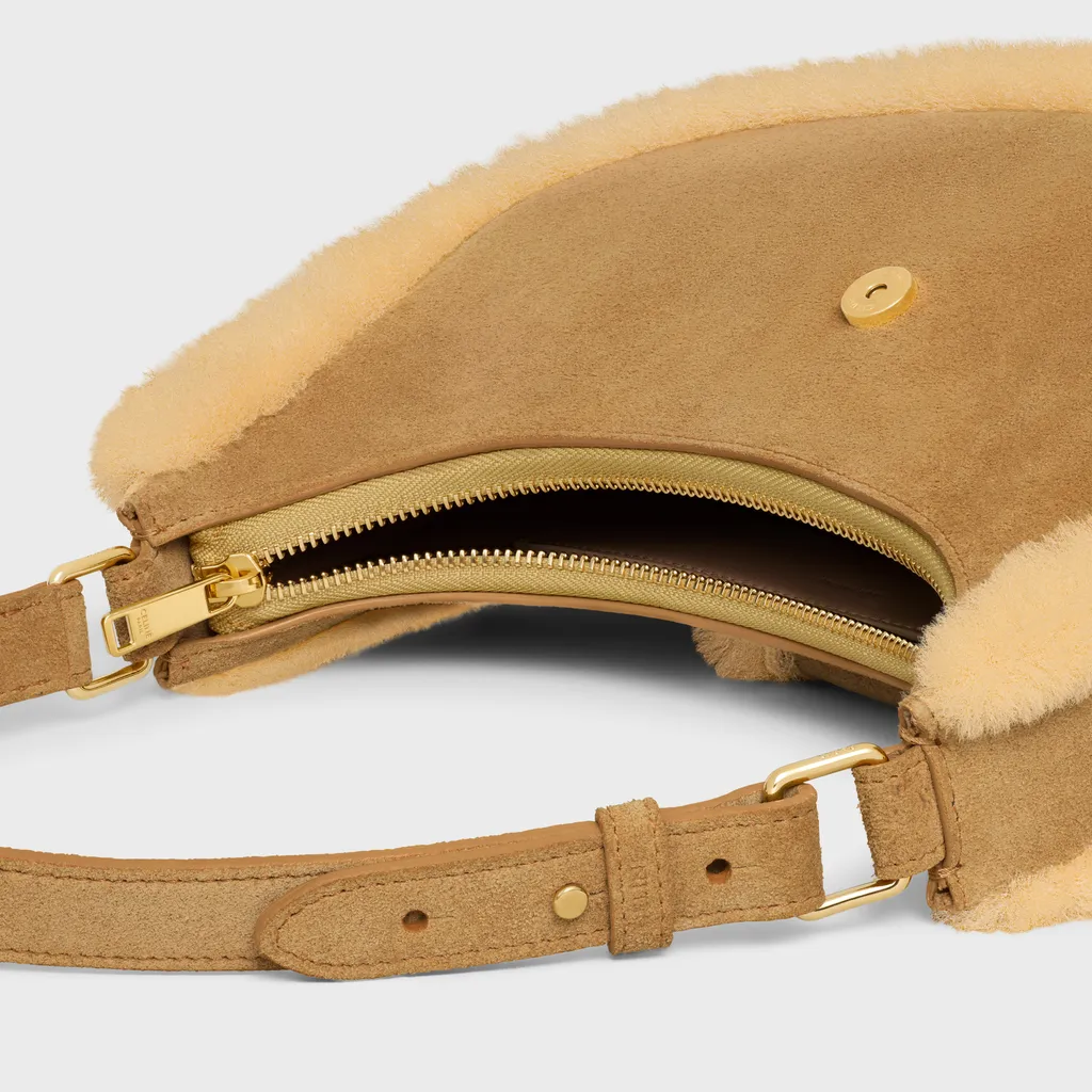 Medium Ava Triomphe Bag In Suede Calfskin And Shearling