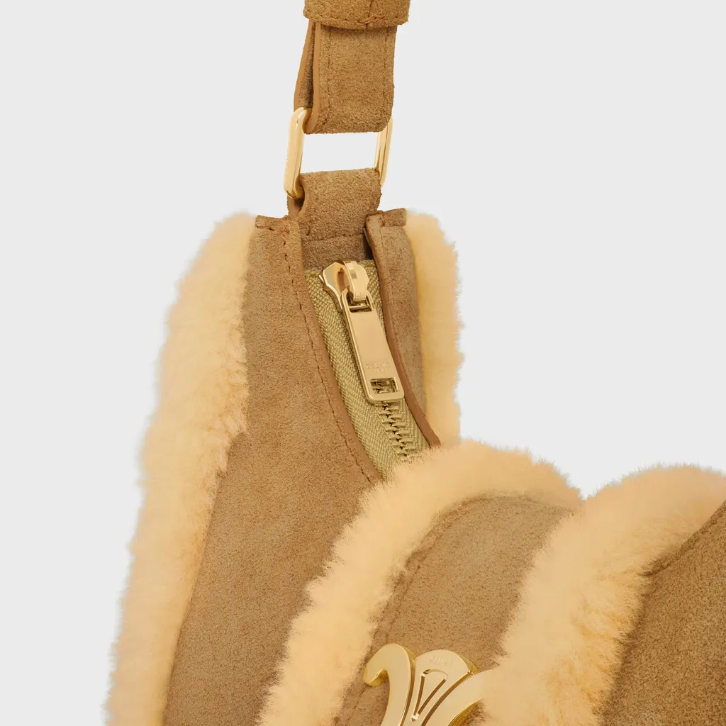 Medium Ava Triomphe Bag In Suede Calfskin And Shearling
