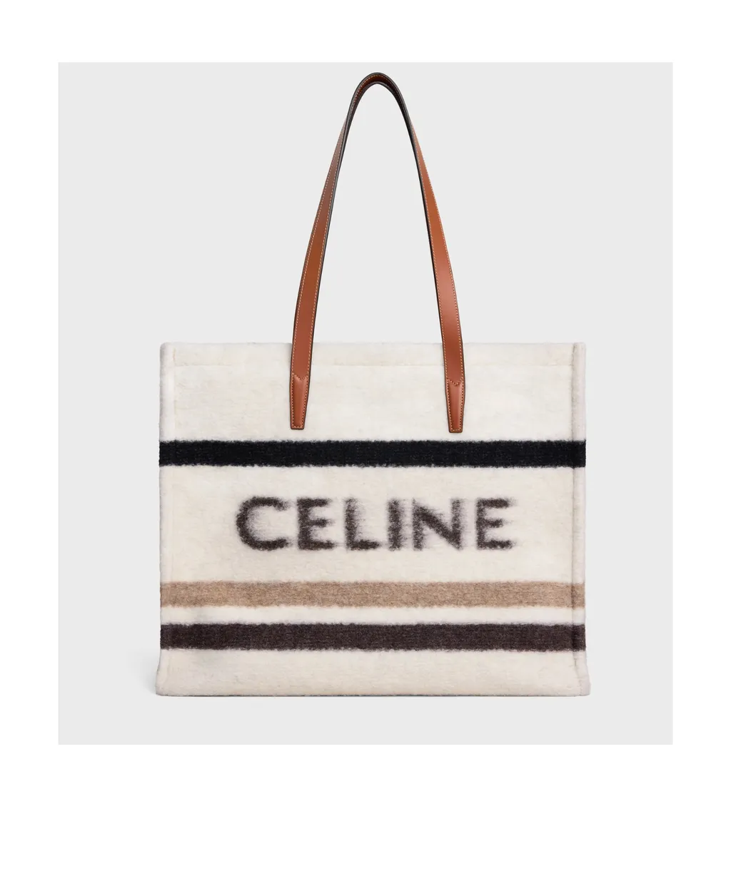 Large Cabas In Striped Textile With Celine Jacquard