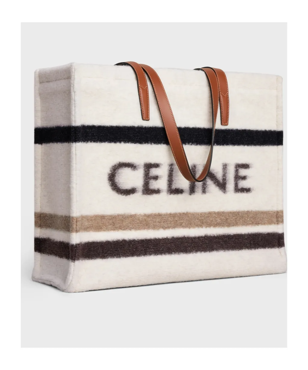 Large Cabas In Striped Textile With Celine Jacquard