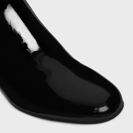 Les Bottes Celine Triomphe Zipped Boot In Patent Calfskin
