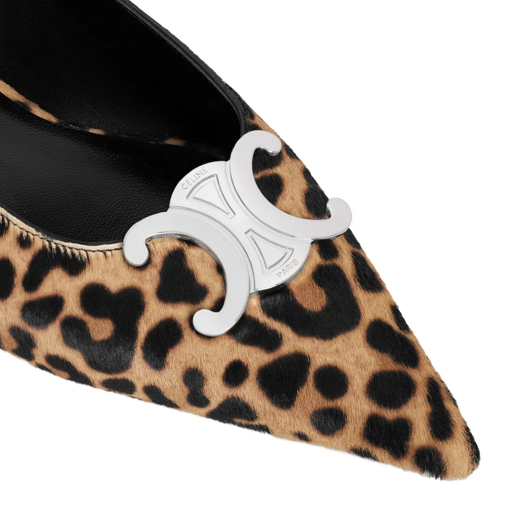 Alma Triomphe Flat Slingback In Leopard Printed Hairy Calfskin