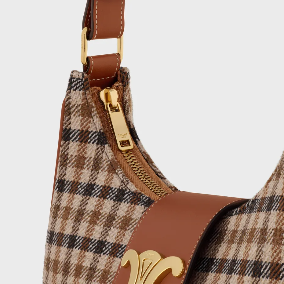 Medium Ava Triomphe Bag In Tartan Textile And Calfskin