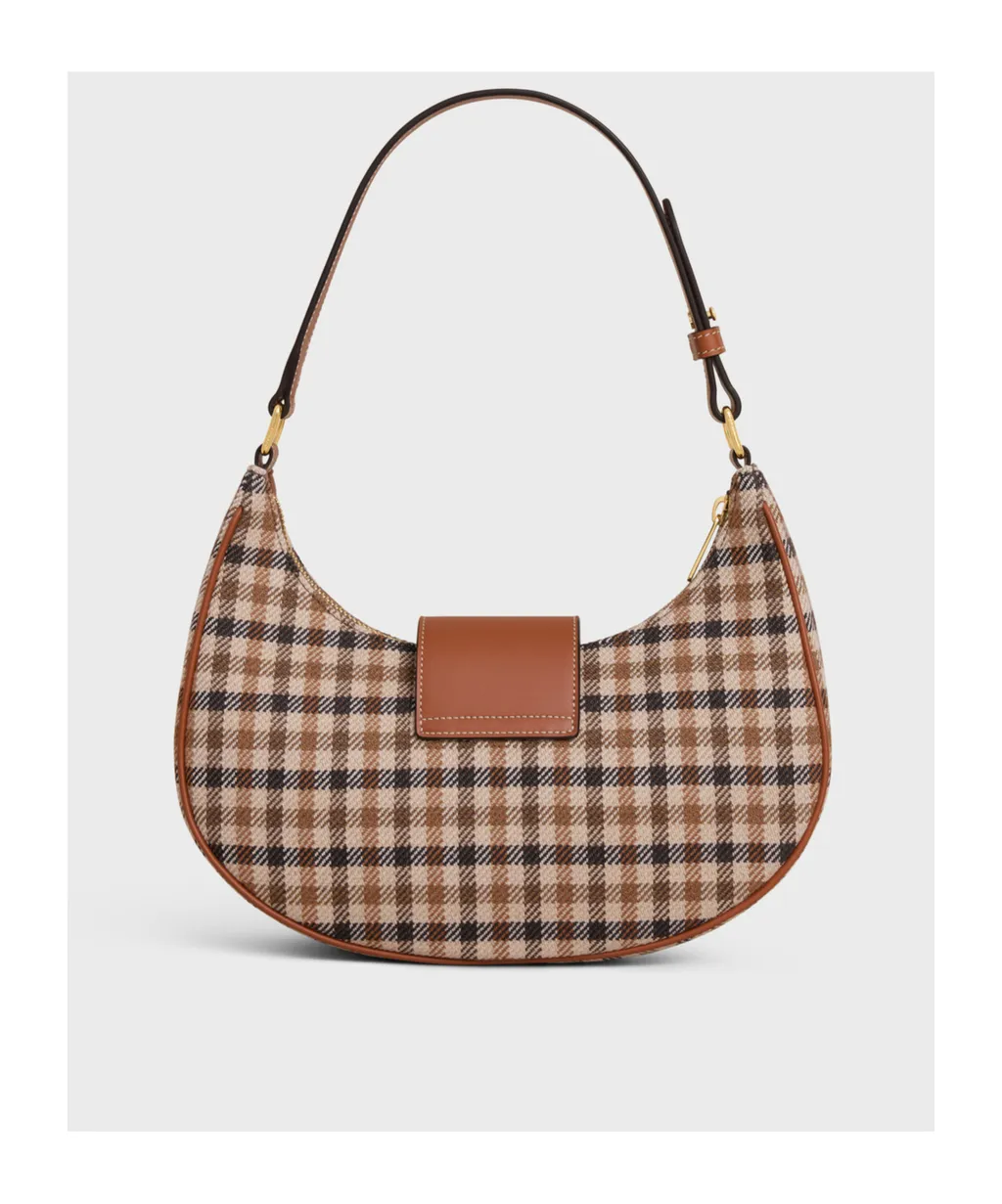 Medium Ava Triomphe Bag In Tartan Textile And Calfskin