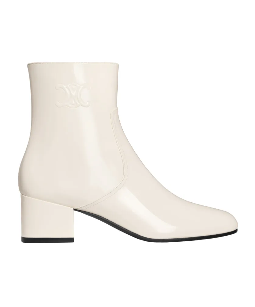 Les Bottes Celine Triomphe Zipped Boot In Patent Calfskin