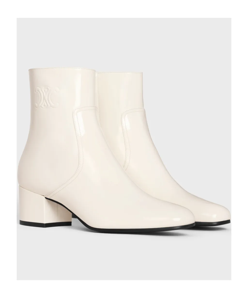 Les Bottes Celine Triomphe Zipped Boot In Patent Calfskin