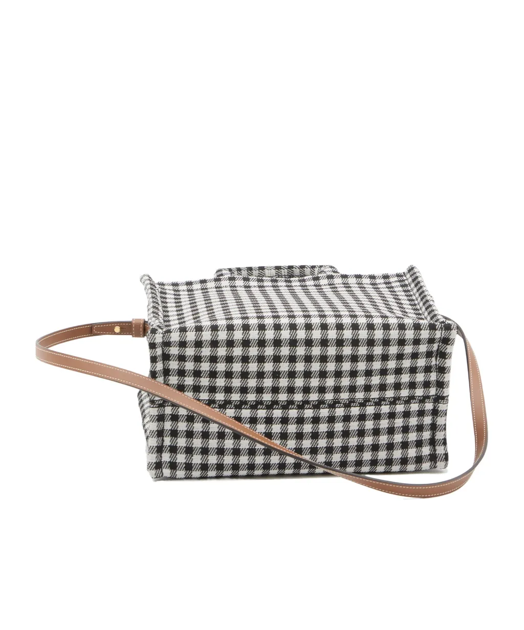 Small Cabas Thais In Vichy Textile And Calfskin