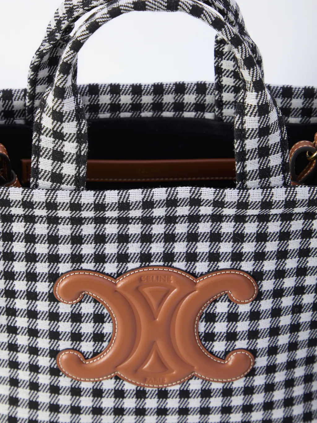 Small Cabas Thais In Vichy Textile And Calfskin