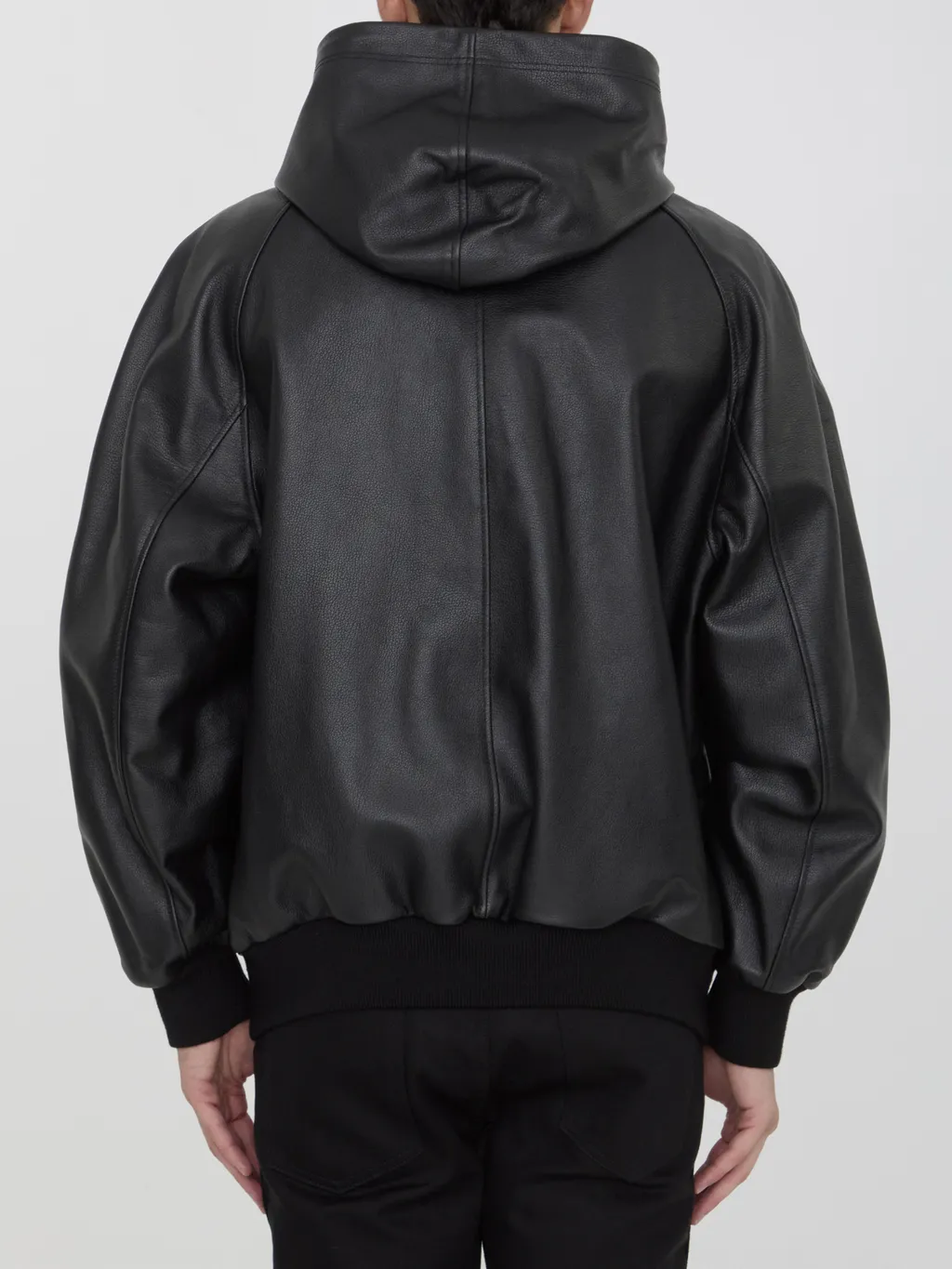 Leather Varsity Jacket With Hood