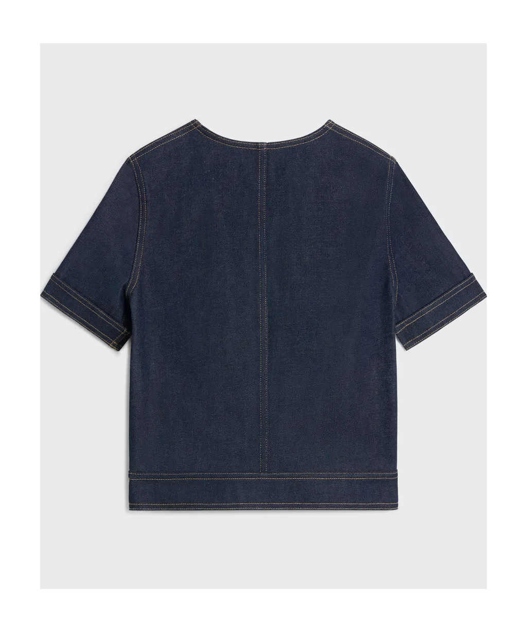 Cropped Jacket In Raw Wash Denim