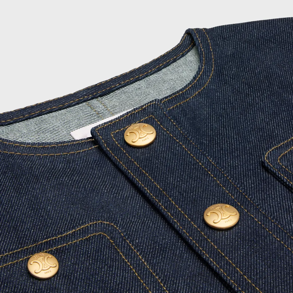Cropped Jacket In Raw Wash Denim