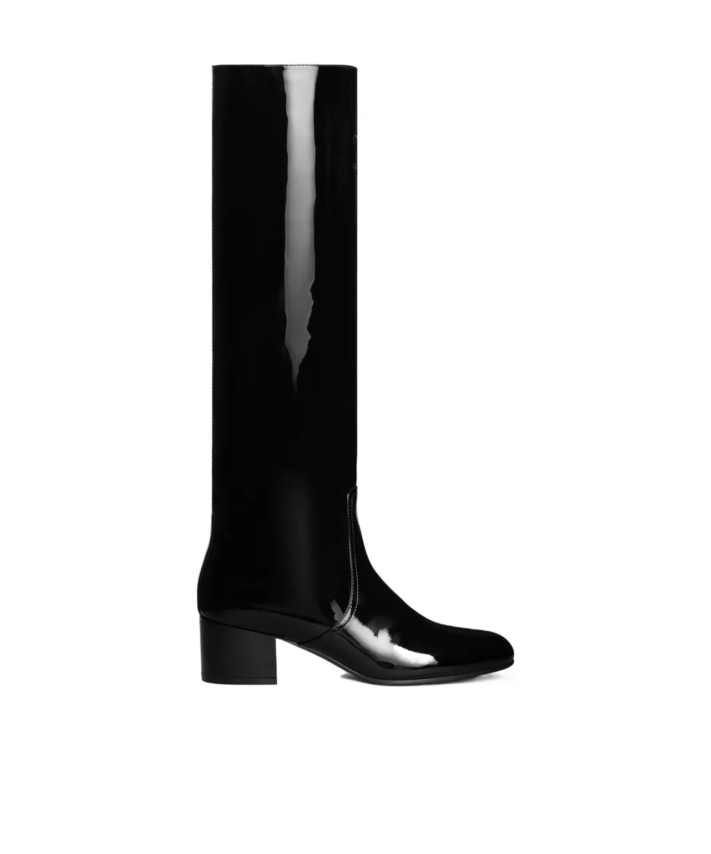 Les Bottes Celine Triomphe High Boot In Patent Calfskin