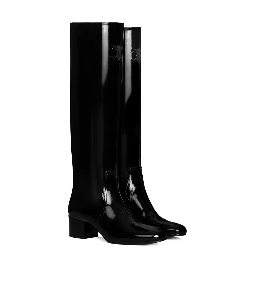 Les Bottes Celine Triomphe High Boot In Patent Calfskin