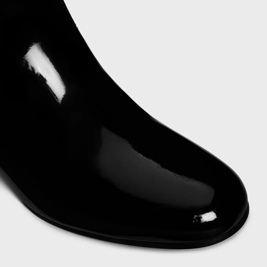 Les Bottes Celine Triomphe High Boot In Patent Calfskin