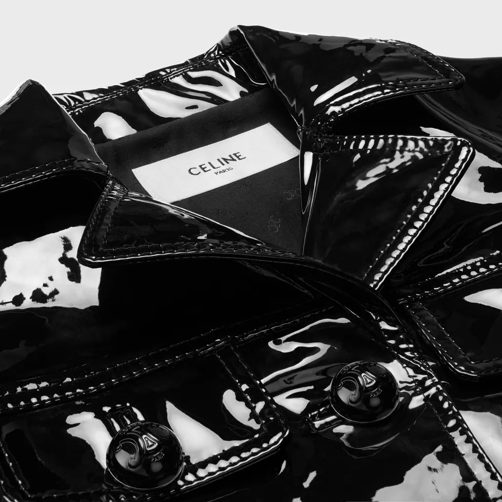 Straight Blouson Jacket In Patent Lambskin Leather